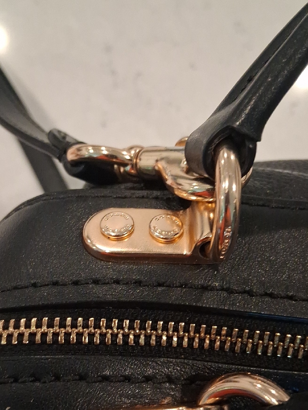 Coach Black Pebbled Leather Satchel with Gold Hardware and Crossbody Strap - Picture 9 of 10